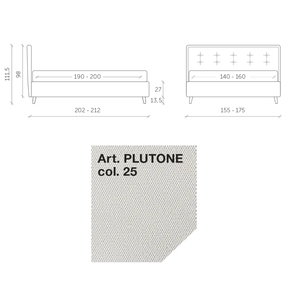 Pat dublu 160x190 din țesătură cu tăblie cu nasturi Made in Italy - Dreams Viadurini