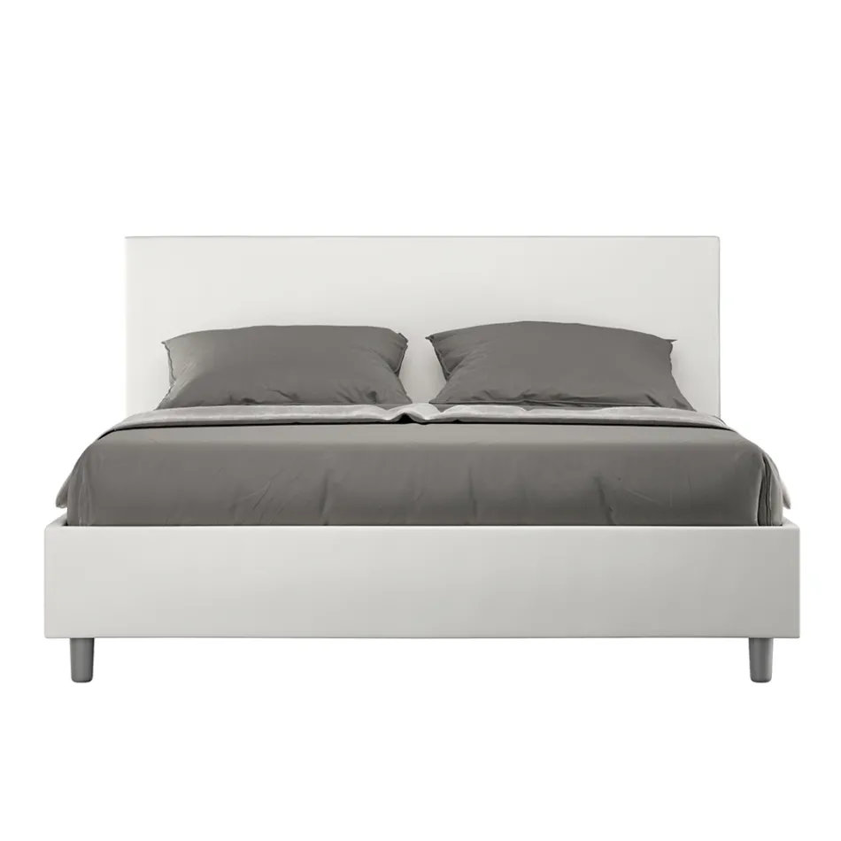 Pat dublu 160x200 cm cu tăblie din piele ecologică, fabricat în Italia - Pallone Viadurini