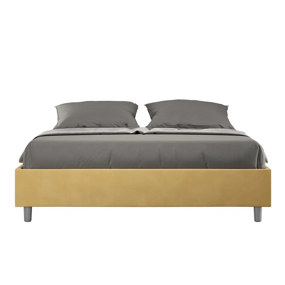 Pat dublu 160x200 cm acoperit cu microfibră fabricat în Italia - Athlete Viadurini