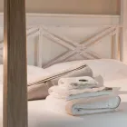 Pat dublu 160x200 cu baldachin din lemn masiv de tec - Acuarelă Viadurini