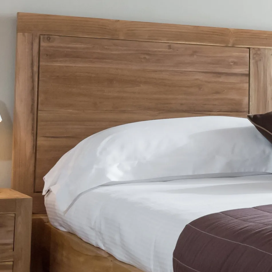 Pat dublu 160x200 din lemn masiv de tec - Fresco Viadurini