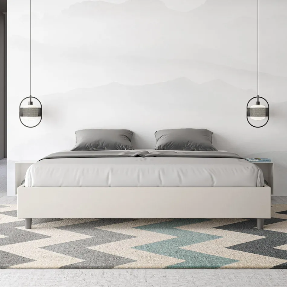 Pat dublu 180x200 cm tapițat cu piele ecologică, fabricat în Italia - Athlete Viadurini