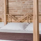 Pat dublu 180x200 cu baldachin din lemn masiv de tec - Tempera Viadurini