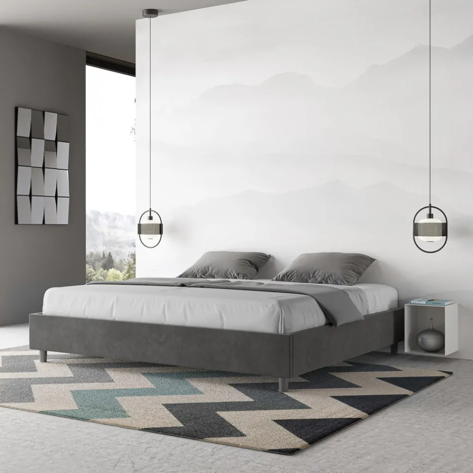 Pat dublu 190x200 cm acoperit cu microfibră fabricat în Italia - Athlete Viadurini