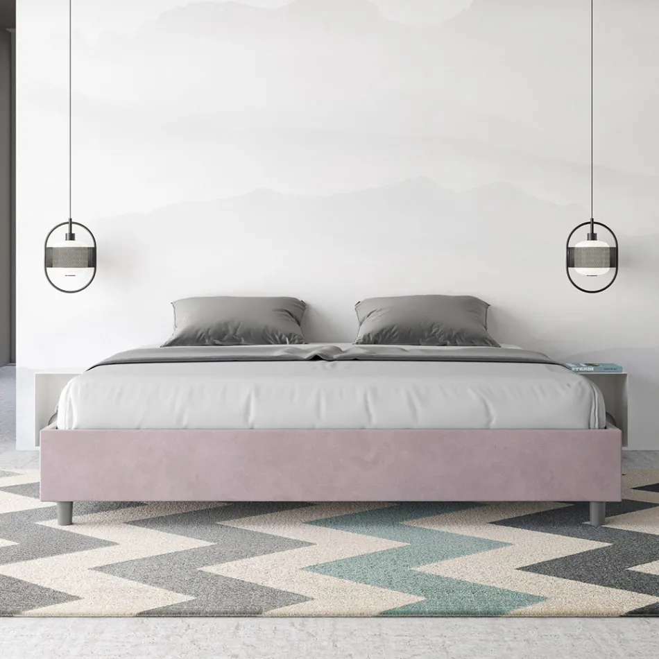 Pat dublu 190x200 cm acoperit cu microfibră fabricat în Italia - Athlete Viadurini