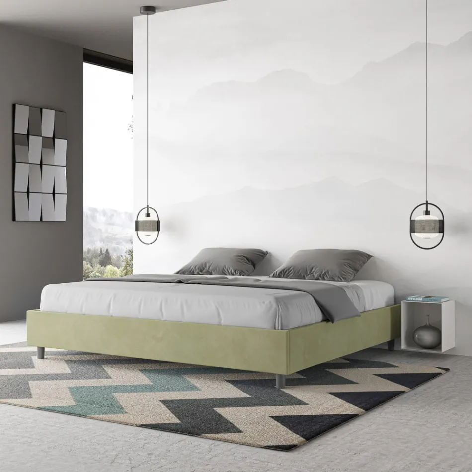 Pat dublu 190x200 cm acoperit cu microfibră fabricat în Italia - Athlete Viadurini