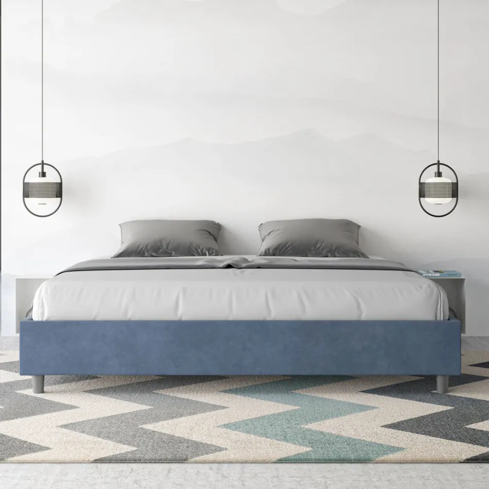 Pat dublu 190x200 cm acoperit cu microfibră fabricat în Italia - Athlete Viadurini