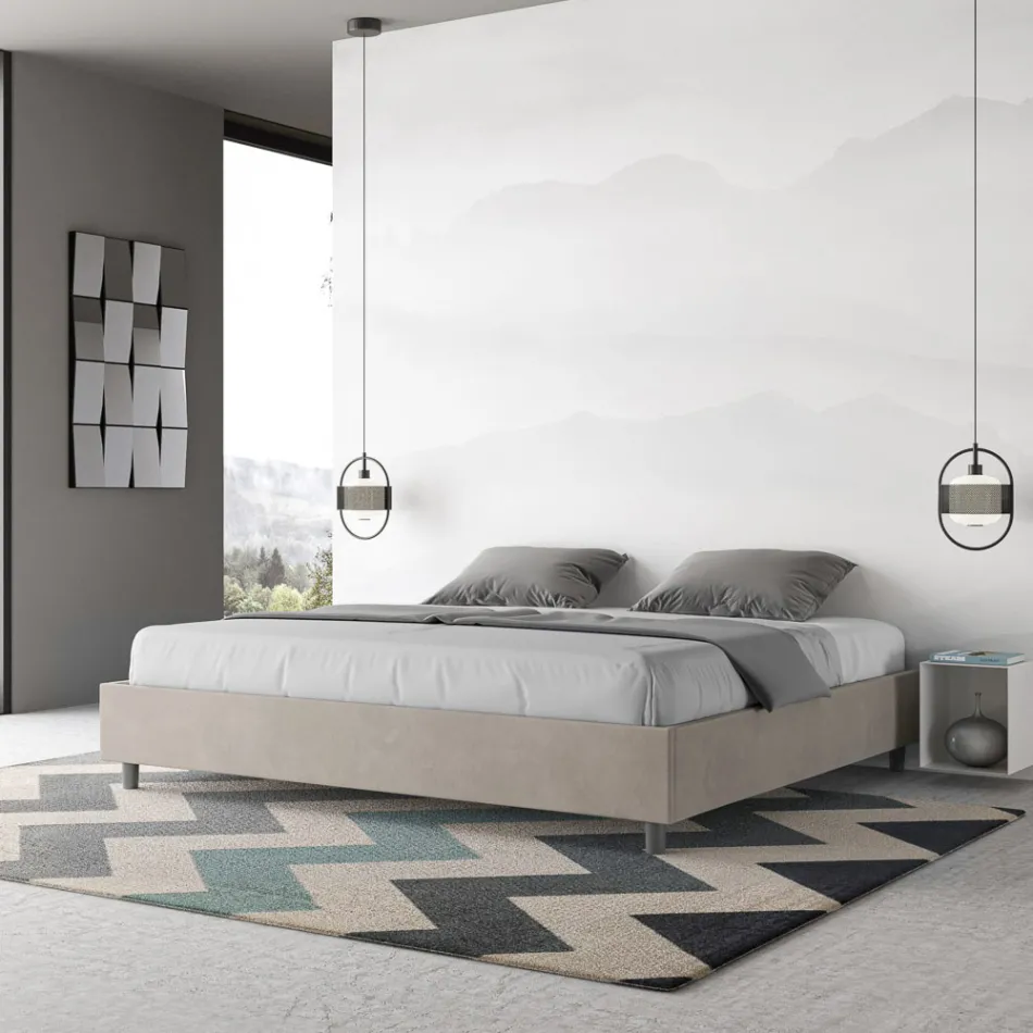 Pat dublu 200x200 cm acoperit cu microfibră fabricat în Italia - Athlete Viadurini