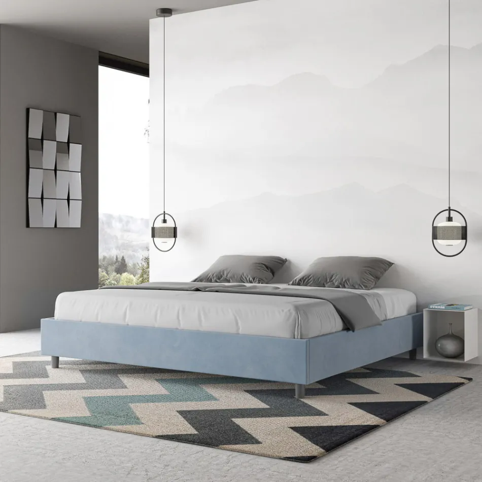 Pat dublu 200x200 cm acoperit cu microfibră fabricat în Italia - Athlete Viadurini