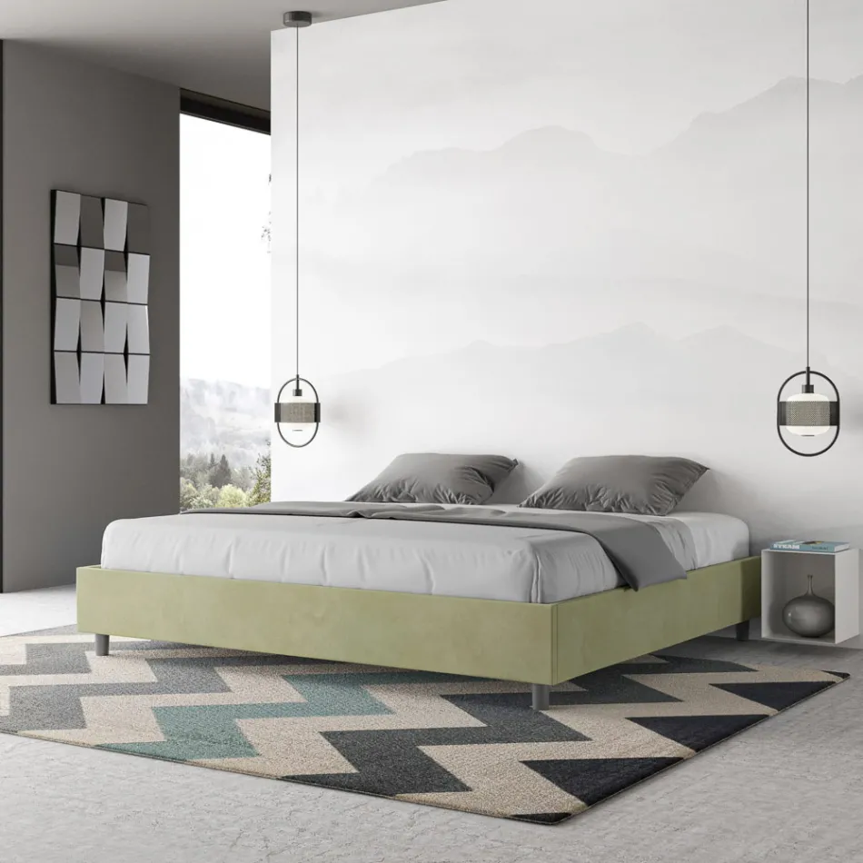 Pat dublu 200x200 cm acoperit cu microfibră fabricat în Italia - Athlete Viadurini