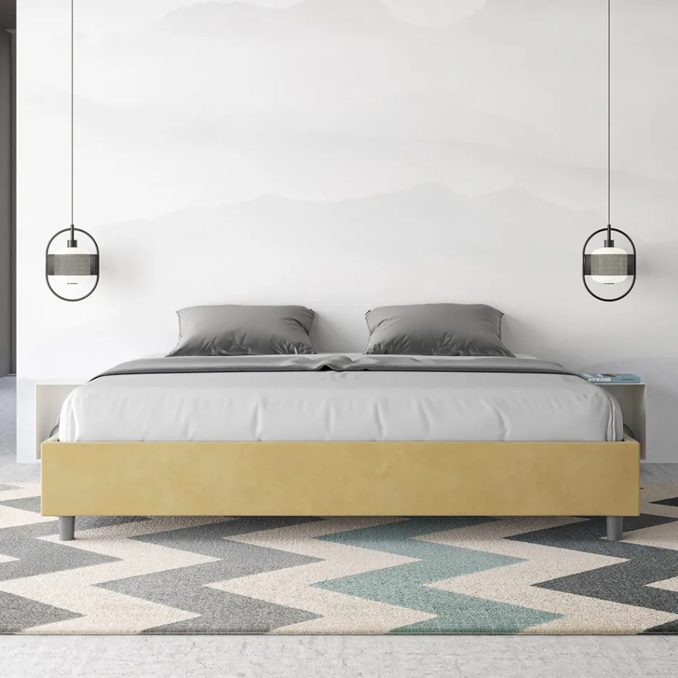 Pat dublu 200x200 cm acoperit cu microfibră fabricat în Italia - Athlete Viadurini