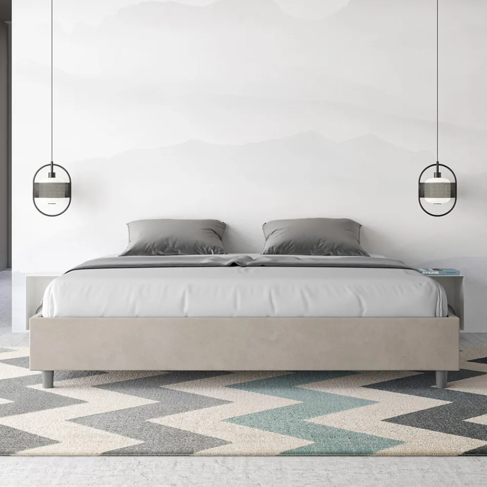 Pat dublu 200x200 cm acoperit cu microfibră fabricat în Italia - Athlete Viadurini