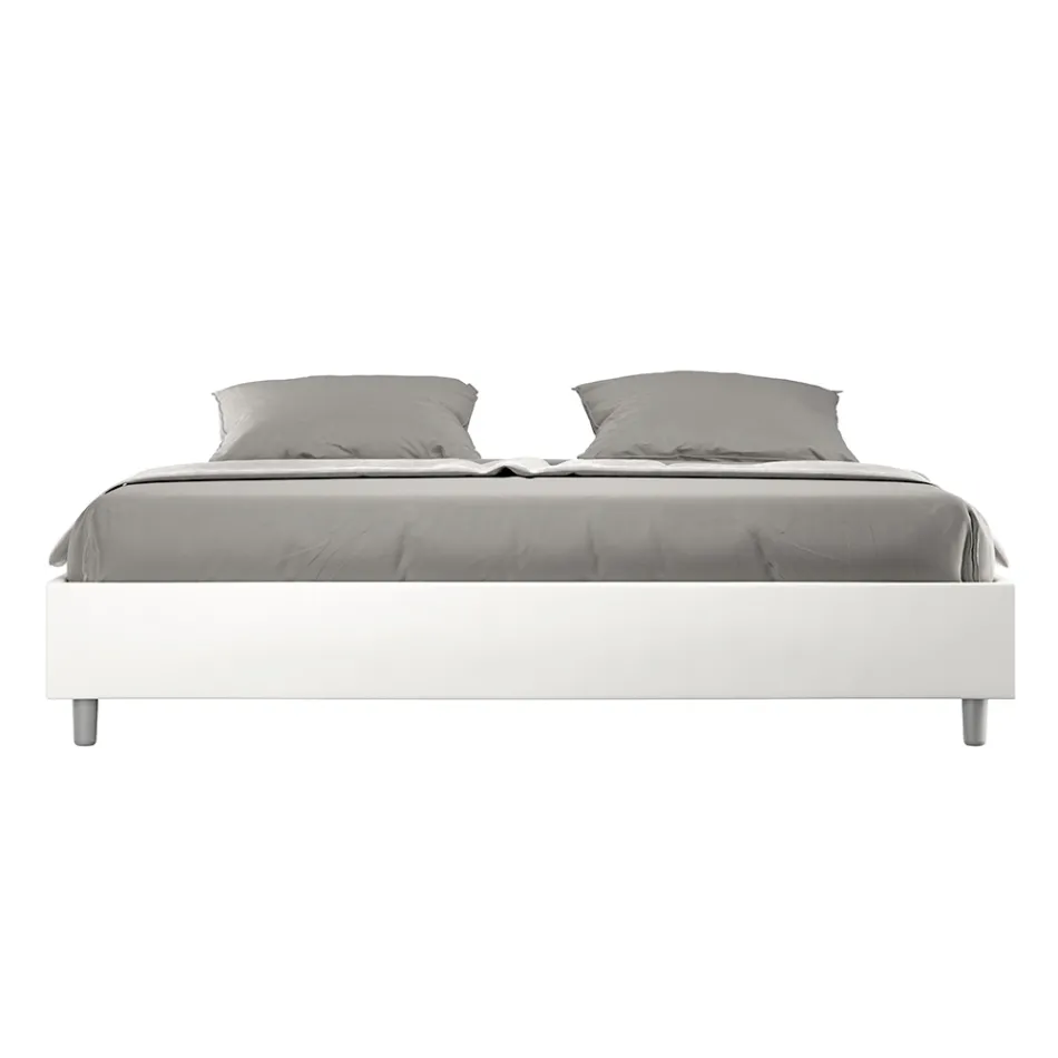 Pat dublu 200x200 cm tapițat în piele ecologică, fabricat în Italia - Athlete Viadurini