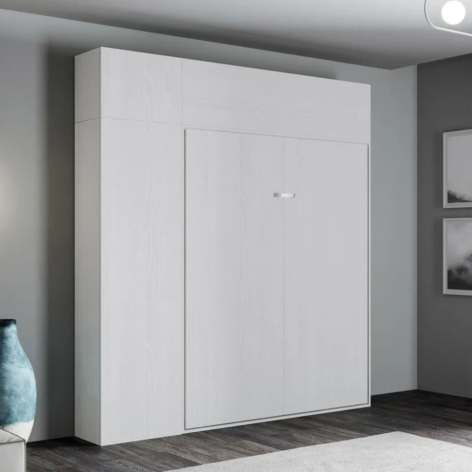 Pat dublu pliabil vertical cu unitate suspendată și coloană - Magicarbe Viadurini