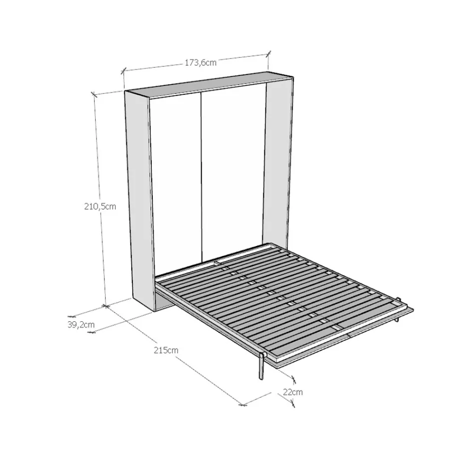 Pat dublu pliabil vertical în diferite finisaje - Magicarbe Viadurini