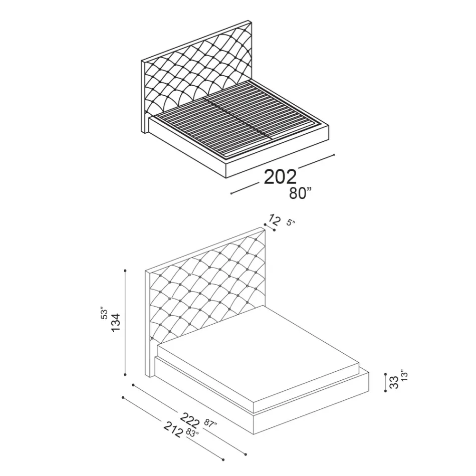 Pat dublu Capitonné cu depozitare opțională Made in Italy - Sciocco Viadurini
