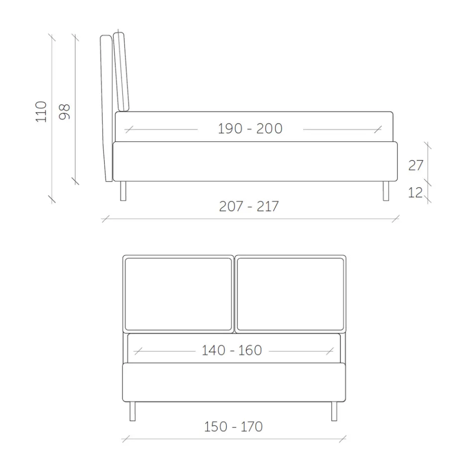 Pat dublu cu cutie de depozitare Made in Italy - Ernesta Viadurini