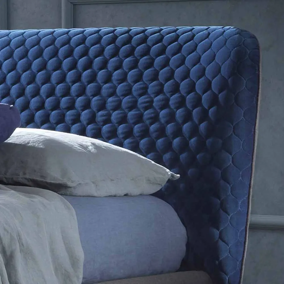 Pat dublu cu cutie tapițată în tesatura Corolle de Bolzan Viadurini