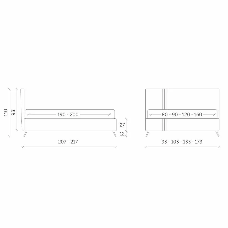 Pat dublu cu sertar captusit din piele ecologica Made in Italy - Paolo Viadurini