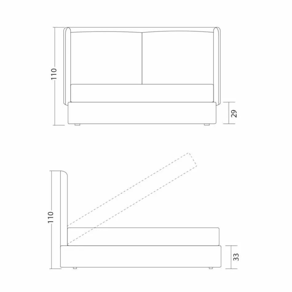 Pat dublu cu unitate de depozitare, design modern, Kate by Bolzan Viadurini