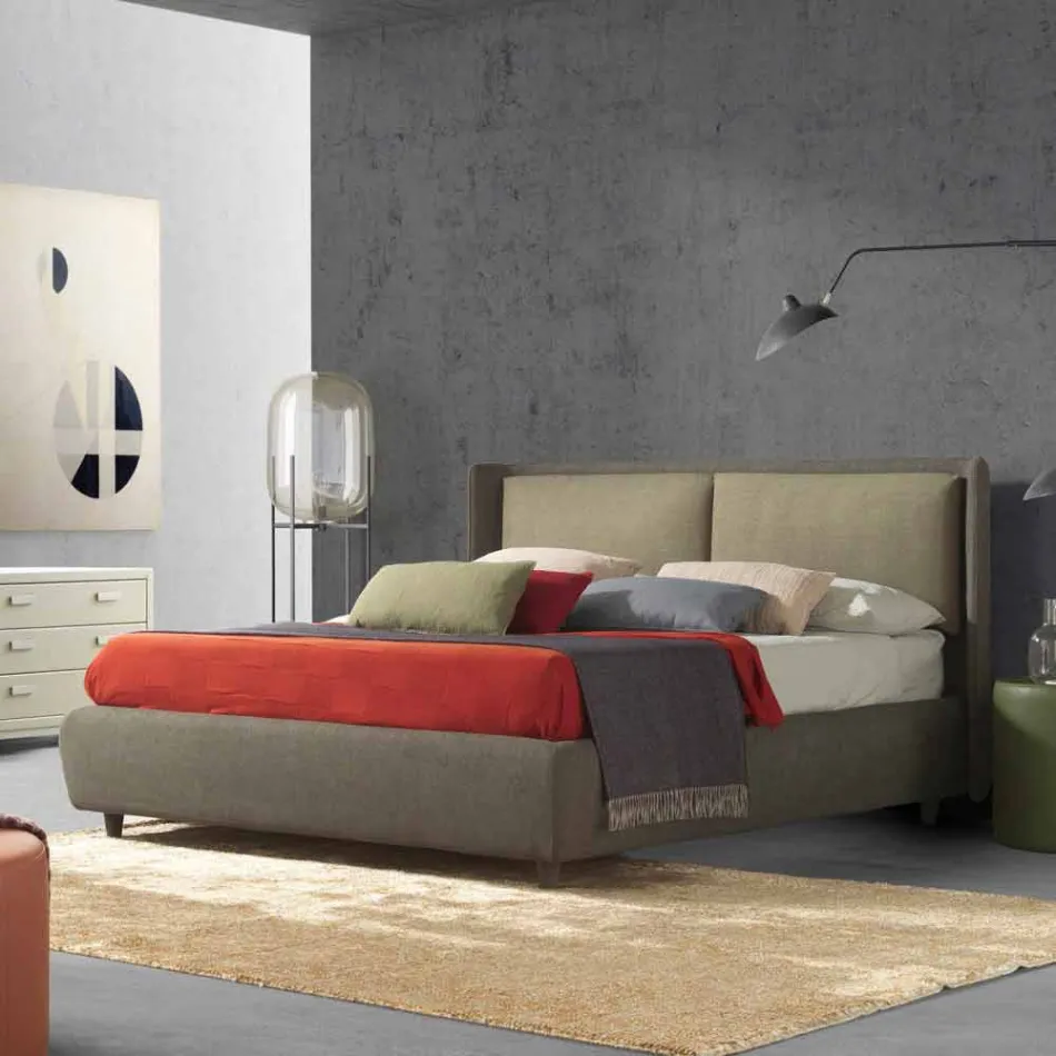 Pat dublu cu unitate de depozitare, design modern, Kate by Bolzan Viadurini