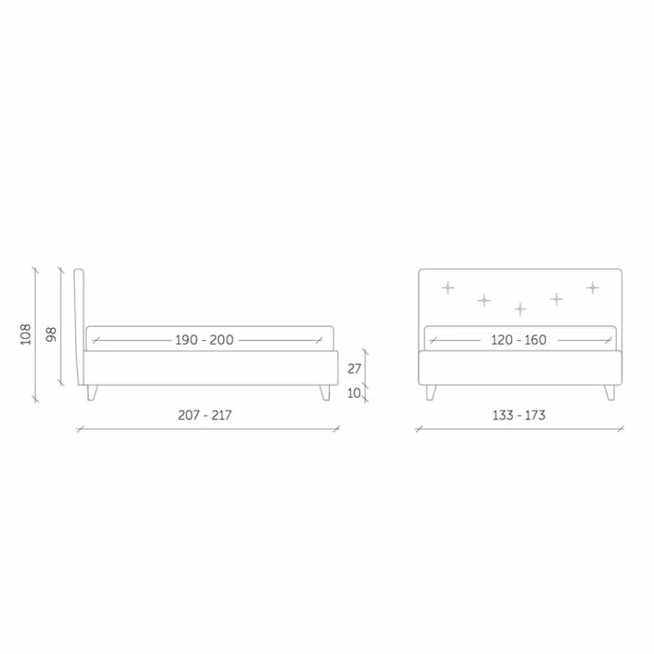 Pat dublu cu căptușeală captusită din piele faux fabricată în Italia - mască Viadurini