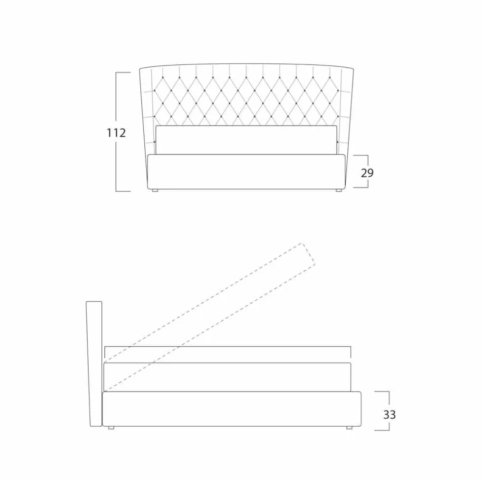 Pat dublu cu recipient acoperit în țesătură Selene Bolzan Viadurini