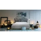 Pat dublu cu cadru pat tapitat in diferite finisaje Made in Italy - Design Viadurini