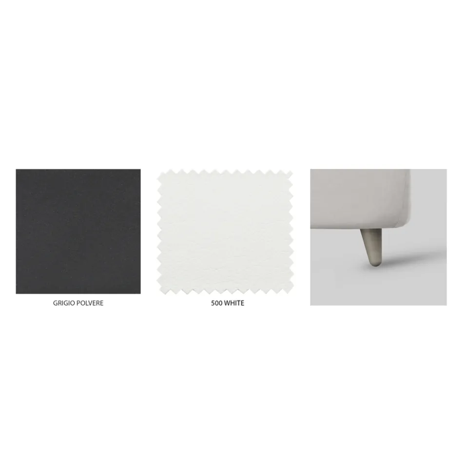 Pat dublu cu cadru de pat tapitat in diferite finisaje Made in Italy - Design Viadurini