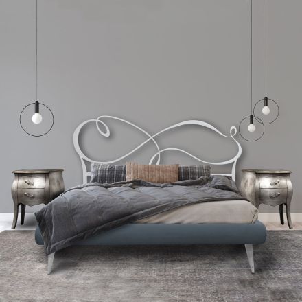 Pat dublu cu cadru de pat tapitat in diferite finisaje Made in Italy - Design Viadurini