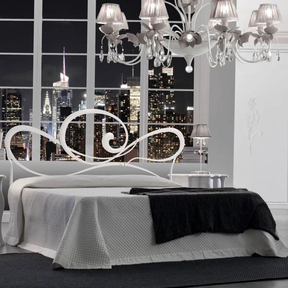 Pat dublu cu cadru de pat din fier Made in Italy - Shadow Viadurini