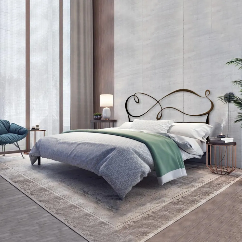 Pat dublu cu fier solid și cadru de pat tubular Made in Italy - Design Viadurini