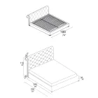 Pat dublu cu căptușeală capitonné și picioare din lemn - Briosco Viadurini