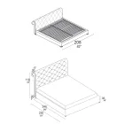 Pat dublu cu căptușeală capitonné și picioare din lemn - Briosco Viadurini