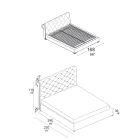 Pat dublu cu căptușeală capitonné și picioare din lemn - Briosco Viadurini