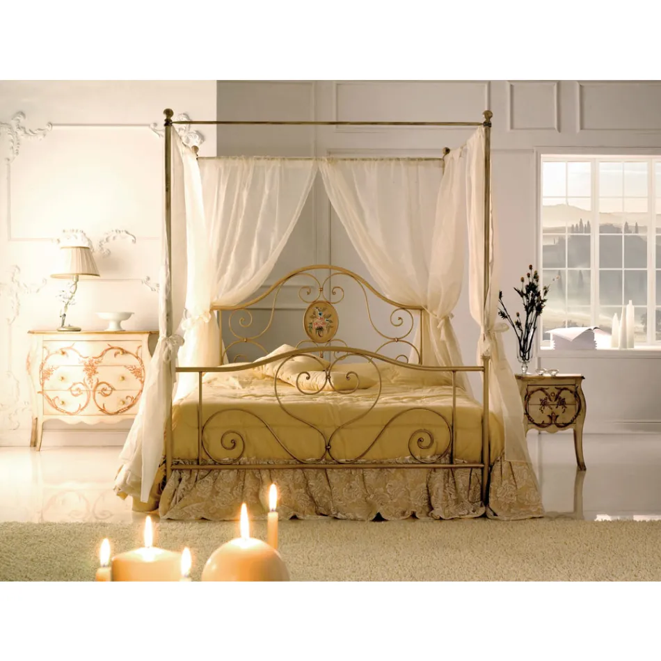 Pat dublu cu picior din fier tubular coordonat Made in Italy - Chic Viadurini