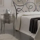 Pat dublu cu tăblie, saltea, perne și 2 noptiere - Lampo Viadurini