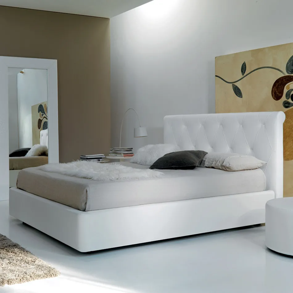 Pat dublu cu structura din lemn imbracat in poliuretan - rasturnat Viadurini