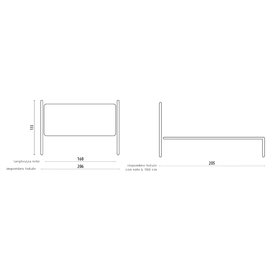 Pat dublu cu tăblie și cadru pat din fier Made in Italy - Finisaj Viadurini
