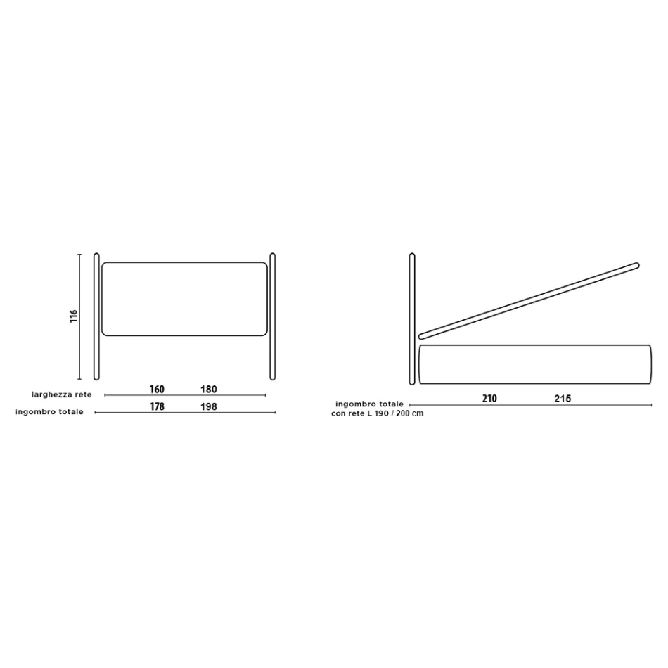 Pat dublu cu tablie captusita si picioare Made in Italy - Aaron Viadurini