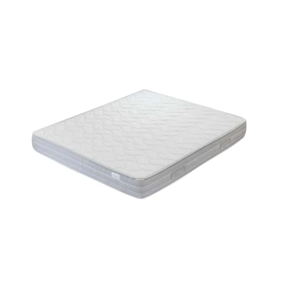 Pat dublu cu tablie din fier, 2 noptiere si saltea - Design Viadurini