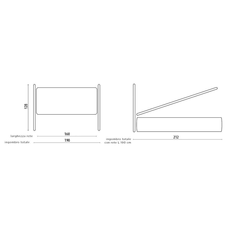 Pat dublu cu tăblie din fier și cadru de pat căptușit Made in Italy - Kenzo Viadurini