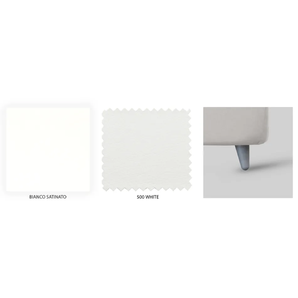 Pat dublu cu tăblie din fier și cadru de pat căptușit Made in Italy - Kenzo Viadurini