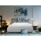 Pat dublu cu tăblie din fier și cadru de pat căptușit Made in Italy - Kenzo Viadurini