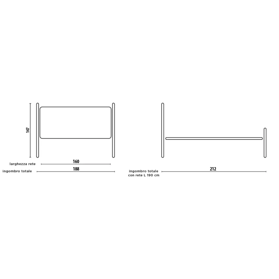 Pat dublu cu tăblie din fier solid Made in Italy - Nebbia Viadurini