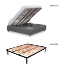 Pat dublu cu tăblie tapițată din material Made in Italy - Fulmine Viadurini