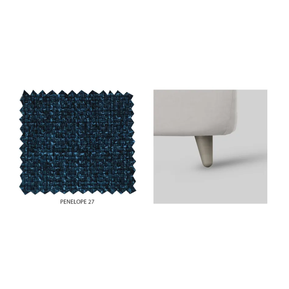 Pat dublu cu tăblie tapițată din material Made in Italy - Fulmine Viadurini