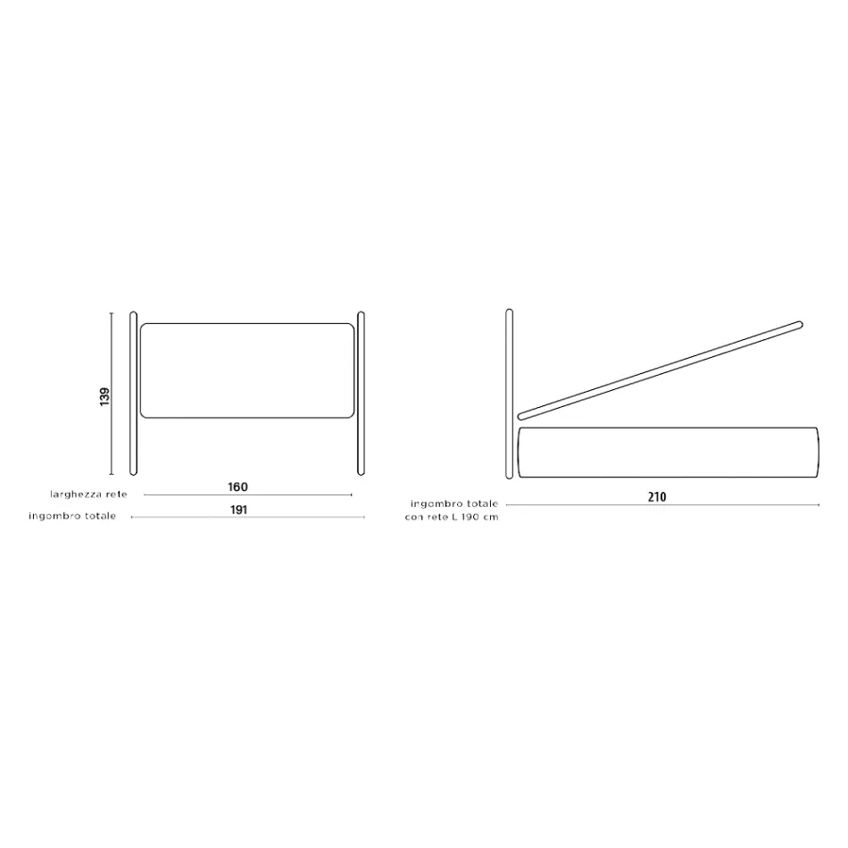 Pat dublu cu tăblie tapițată din material Made in Italy - Fulmine Viadurini