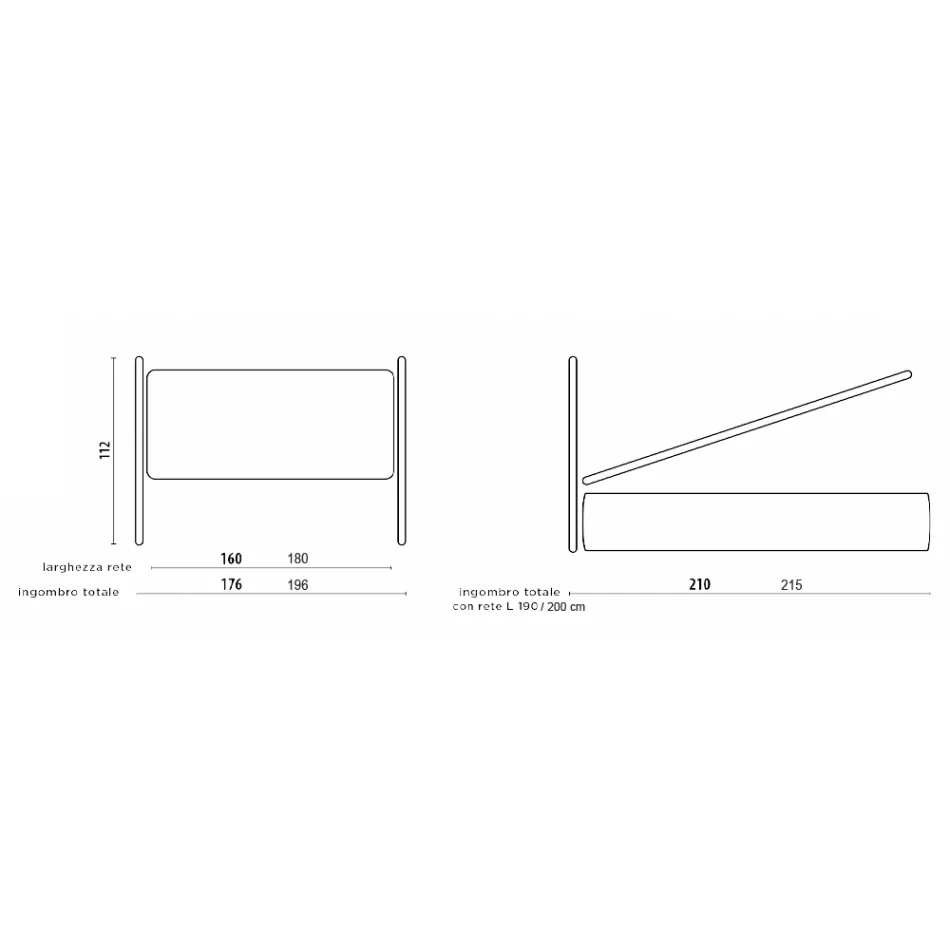 Pat dublu cu tăblie din piele ecologică sau material Fabricat în Italia - Buddy Viadurini