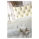 Pat dublu în stil clasic din fier și piele Made in Italy - King Viadurini